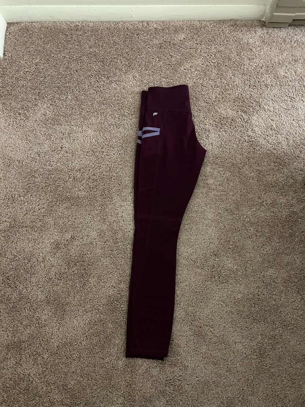 Fabletics Maroon Leggings with Pockets and Mesh